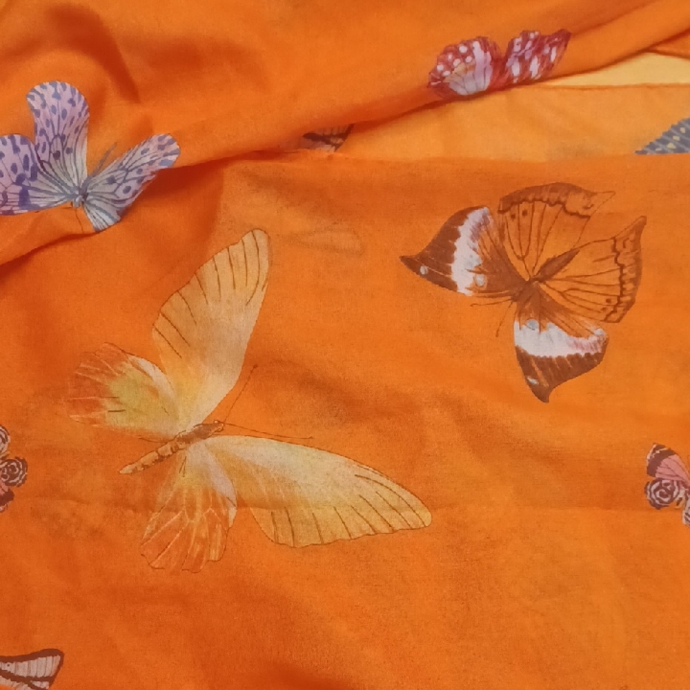 ART OF THE SCARF Tie Rack Orange Butterfly Scarf - Picture 6 of 15